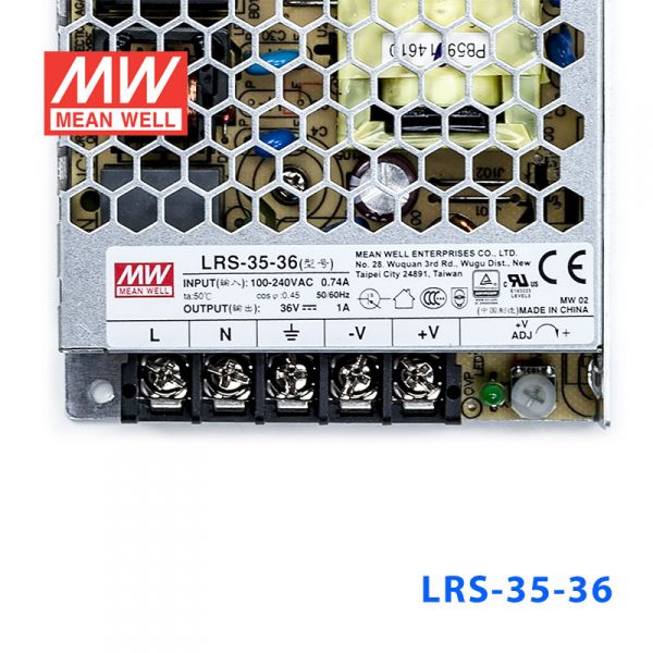 明纬电源LRS-35-36 36W 15V2.4A单路输出超薄型低空载