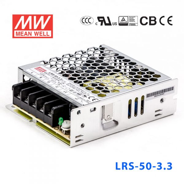 明纬电源LRS-50-3.3 33W 3.3V 10A单路输出超薄型低空载