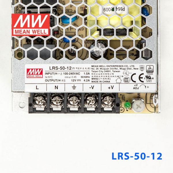 明纬电源LRS-50-12 50W 12V 4.2A单路输出超薄型低空载